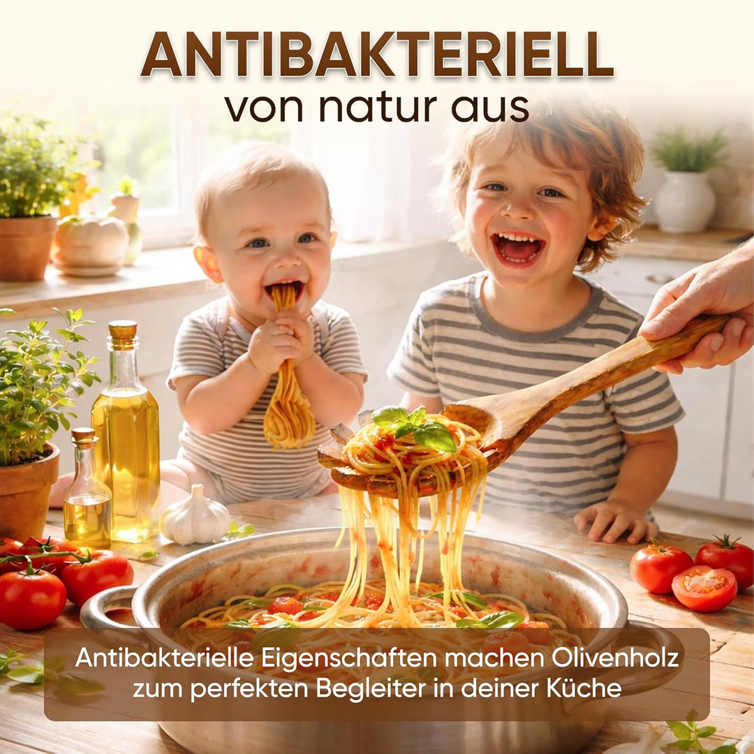 GOLDENBERG® Premium Kochlöffel Set - Made in Germany - feinstes Olivenholz aus Italien - robust, lan