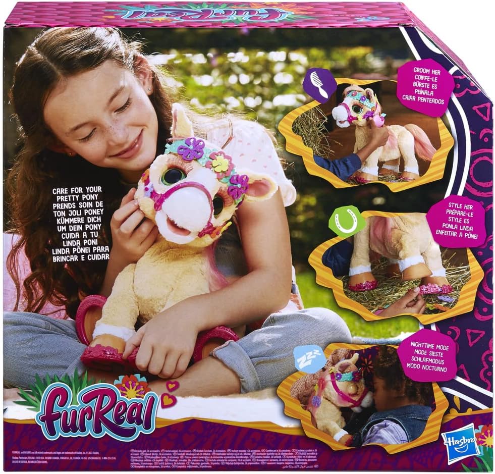 FurReal Hasbro Cinnamon, Mein stylisches Pony, 80+ Geräusche, Reaktionen, 26 Accessoires, elektronis
