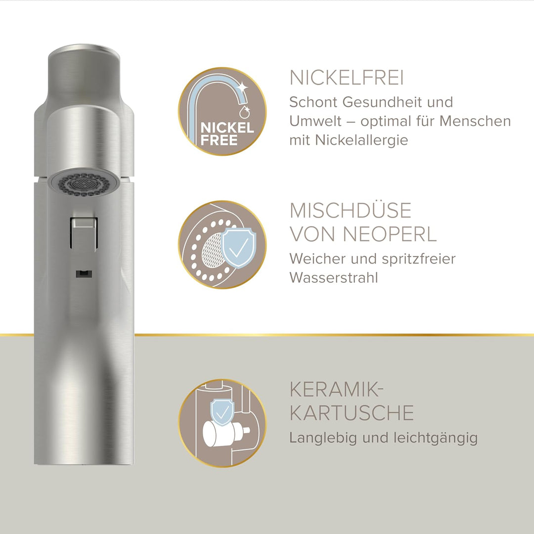 Lenz KOA Küchenarmatur mit Handbrause Edelstahl-Optik 46040811