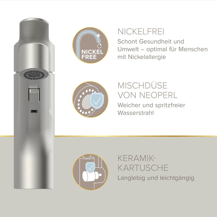 Lenz KOA Küchenarmatur mit Handbrause Edelstahl-Optik 46040811