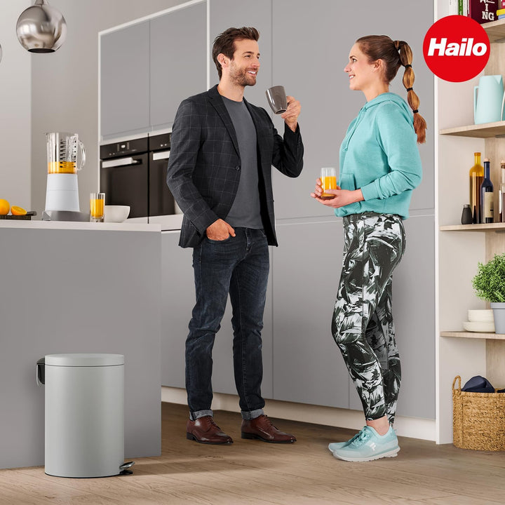 Hailo Selekta Tretmülleimer Soft Close mit Inneneimer, 20 Liter, Grau, Grau