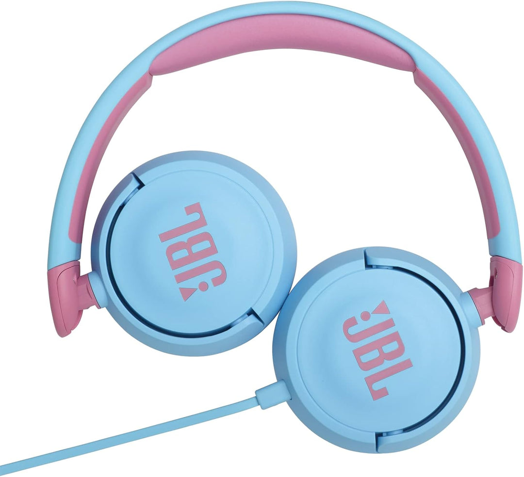 JBL Jr310 On-Ear Kinder-Kopfhörer in Hellblau-Rosa – Kabelgebundene Ohrhörer mit Headset und Fernbed