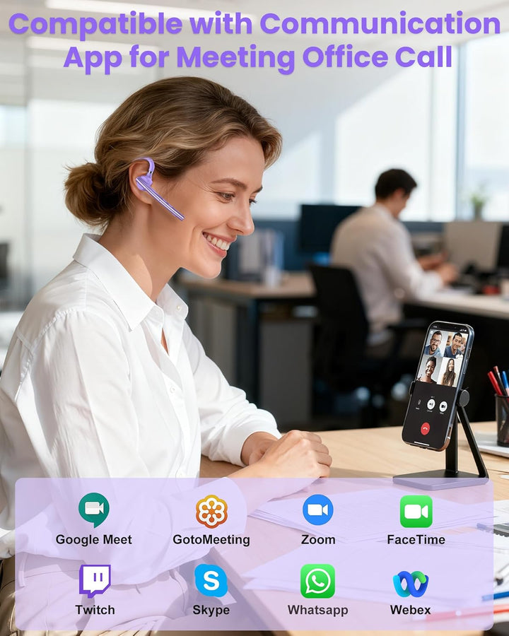 New Bee Bluetooth Headset mit 72h Spielzeit Bluetooth V5.1 Freisprech Headset Handy mit LED Ladecase