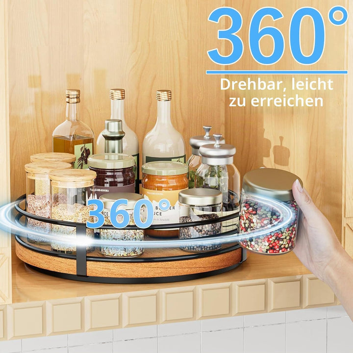 Lazy Susan Drehteller-Organizer aus Holz, rund, 25,4 cm, für Schrank, Küche, Arbeitsplatte, Esstisch
