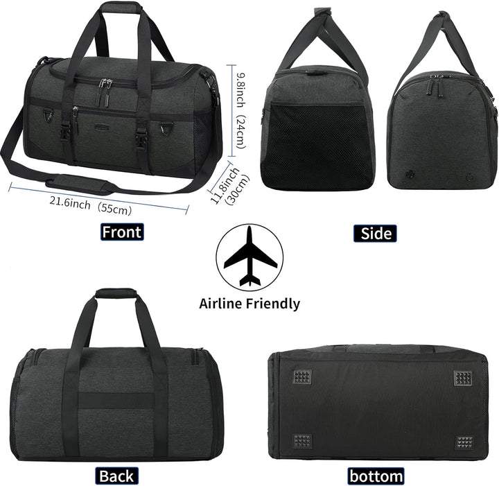 Lubardy Sporttasche Reisetasche Gross 55L Wasserdicht mit Sporthandtuch Schuhfach Nassfach Weekender