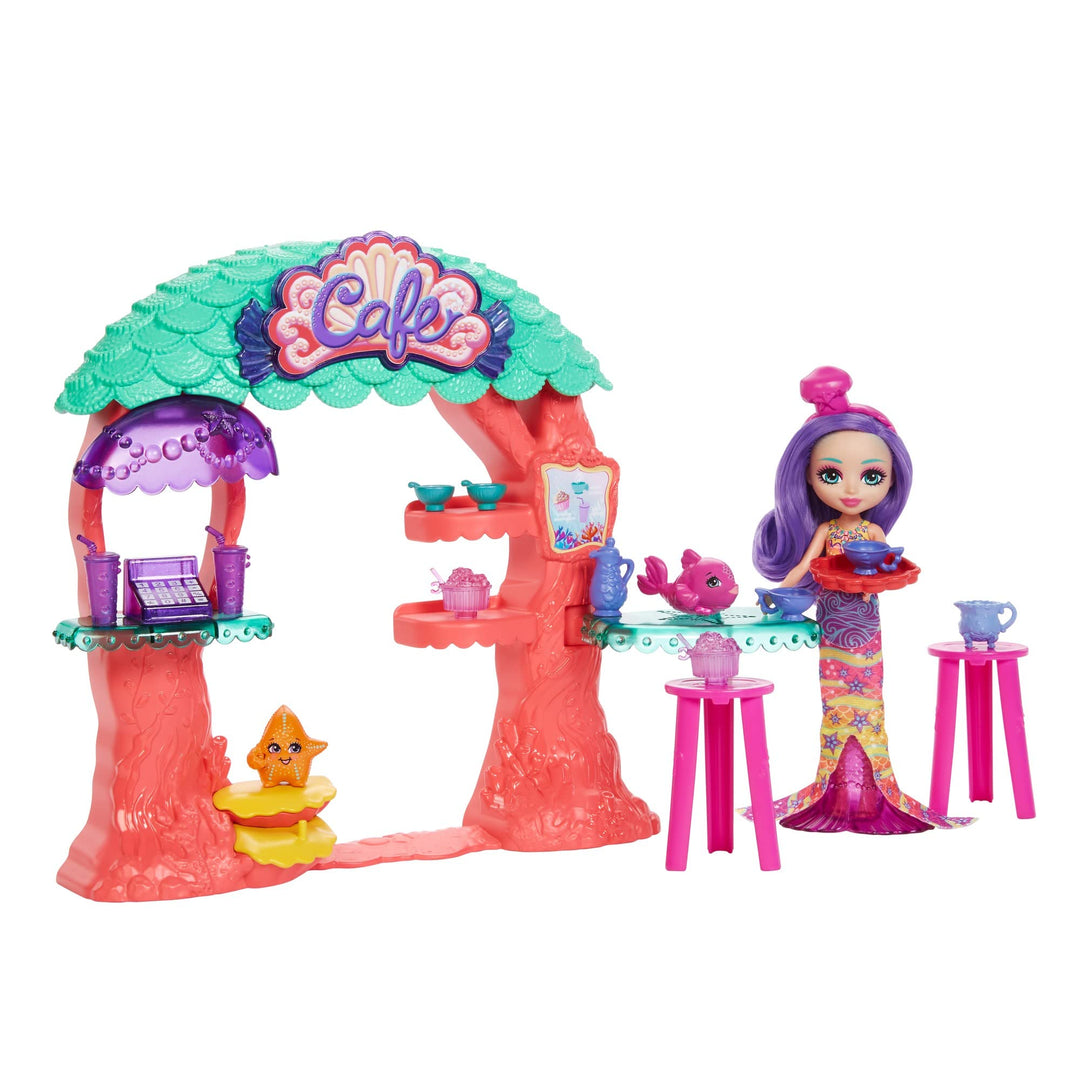 Enchantimals HCF86 - Royal Unterwasser-Café (ca. 22 cm), +15 Teile, mit Meerjungfrauenpuppe Martina