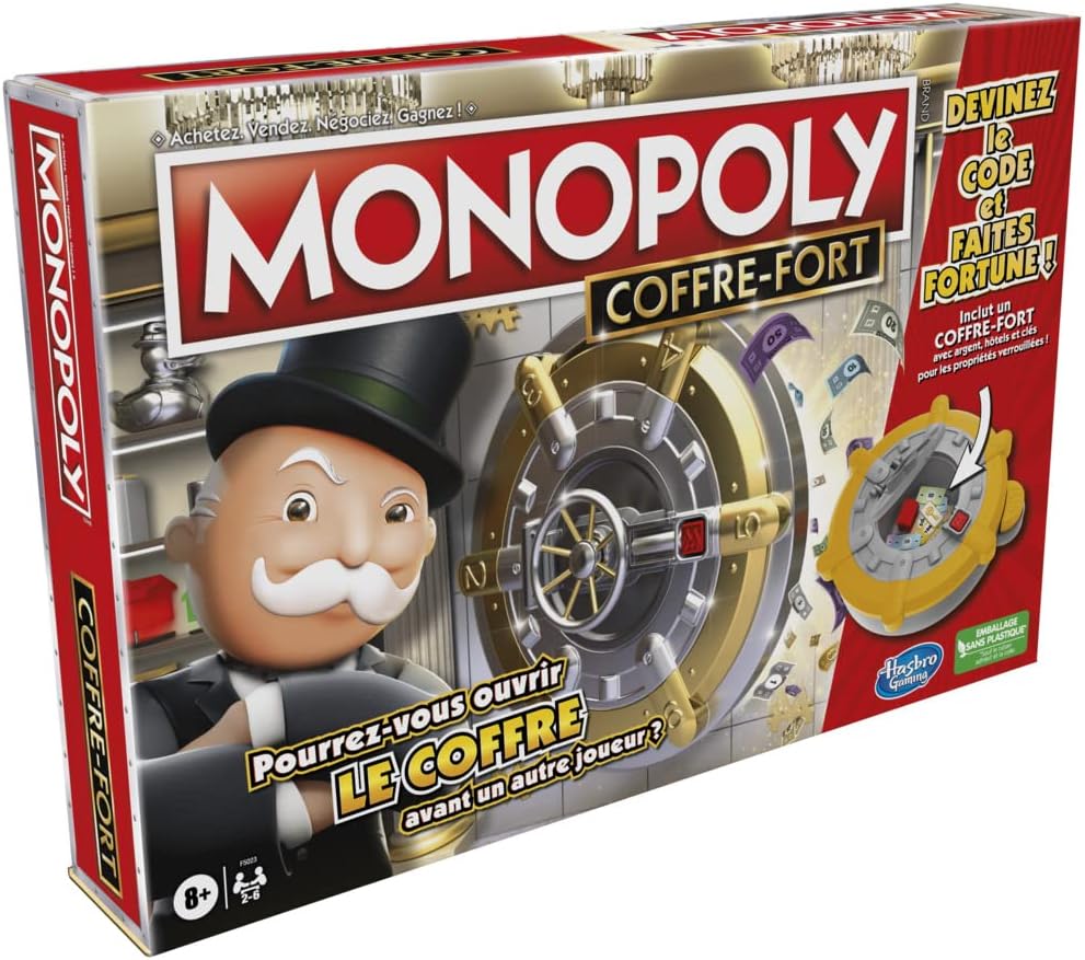 Monopoly Safe, Brettspiel für Familie und Kinder, 2 6 Spieler, ab 8 Jahren, inklusive Safe