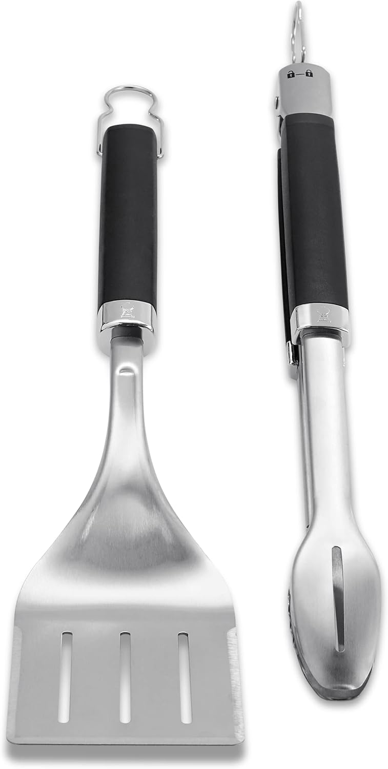Weber 6763 Precision Grill Tongs & Spatula Set Premium Grillbesteck-2-teilig,