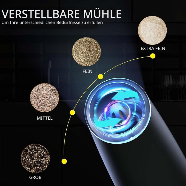 HOTUT Gravity Elektrisches Salz und Pfeffermühlen Set, 2er Elektrisch Gewürzmühlen Salzmühle, USB-C