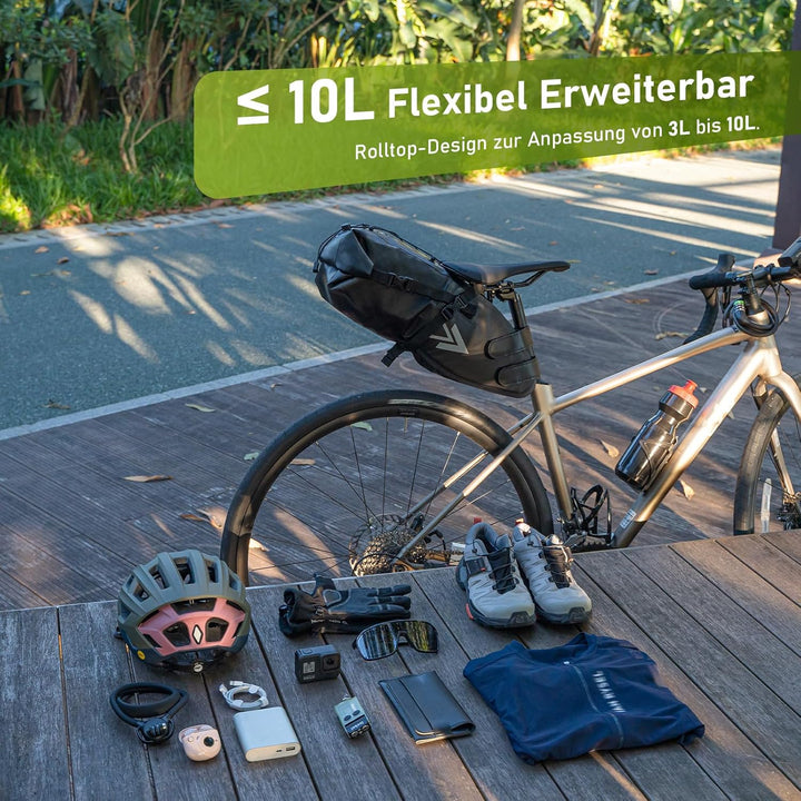 Fahrradtasche Wasserdicht BackLoader Satteltasche - 10L Bikepacking Taschen Fahrradtasche Sattelstüt