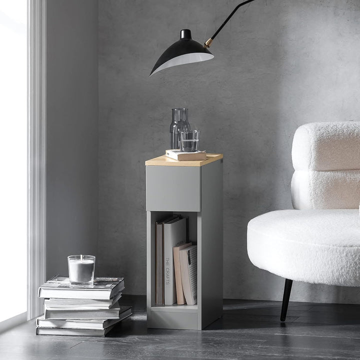 SoBuy FBT111-HG Nachttisch mit Schublade für Boxspringbett Sofatisch Beistelltisch schmal Telefontis