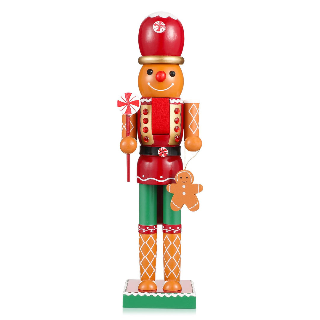 Hemobllo Nussknacker Figur Gross, 35cm Nussknacker Weihnachten Holz Deko Ingwerkuchenmeister Handgef