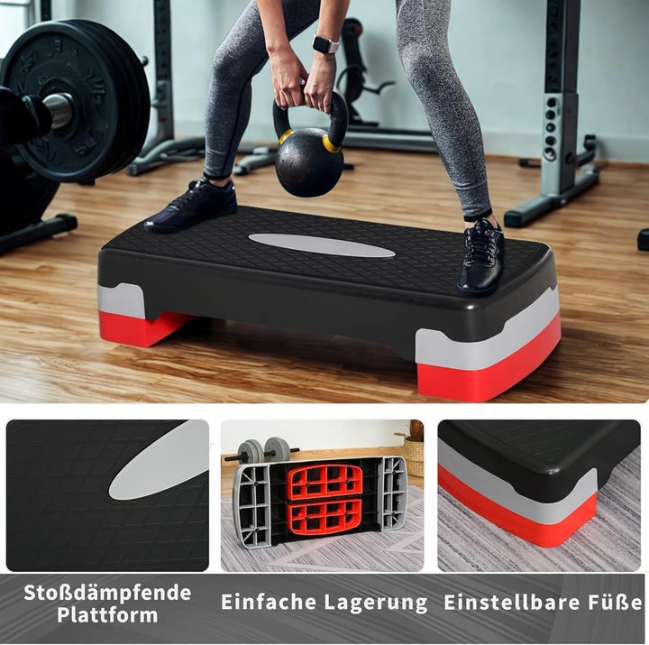 Steppbrett Fitness Aerobic Stepper Höhenverstellbar Step Bench Mit Stufen. Rutschfestes Trainingsger