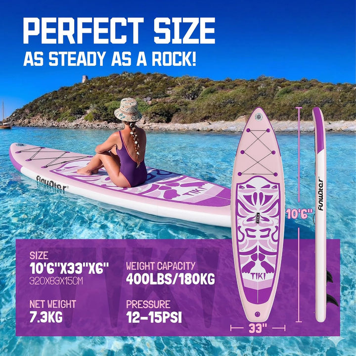 FunWater Aufblasbares Stand Up Paddle Board Multifunktionale Paddelboards mit Flossen, Knochleine, S