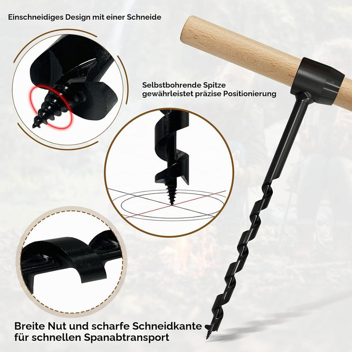 Handbohrer Bushcraft Manueller Schraubenschlüssel, Handbohrer Outdoor Schlangenbohrer Bushcraft, Sch