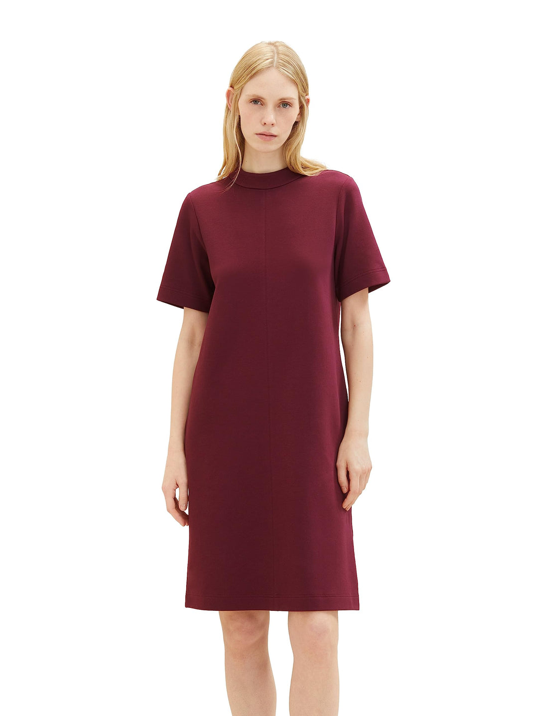 TOM TAILOR Damen Basic Kleid mit Stehkragen & Taschen, 40 10308 - Deep Burgundy Red