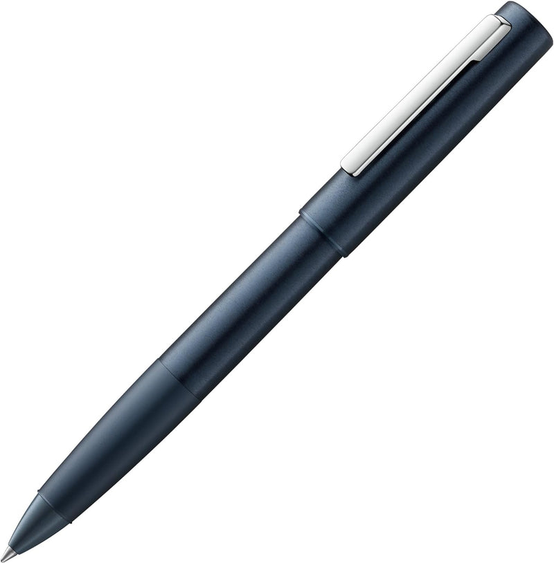 LAMY aion Tintenroller 377 - Rollpen aus eloxiertem Aluminium in der Farbe dunkelblau mit einem hoch