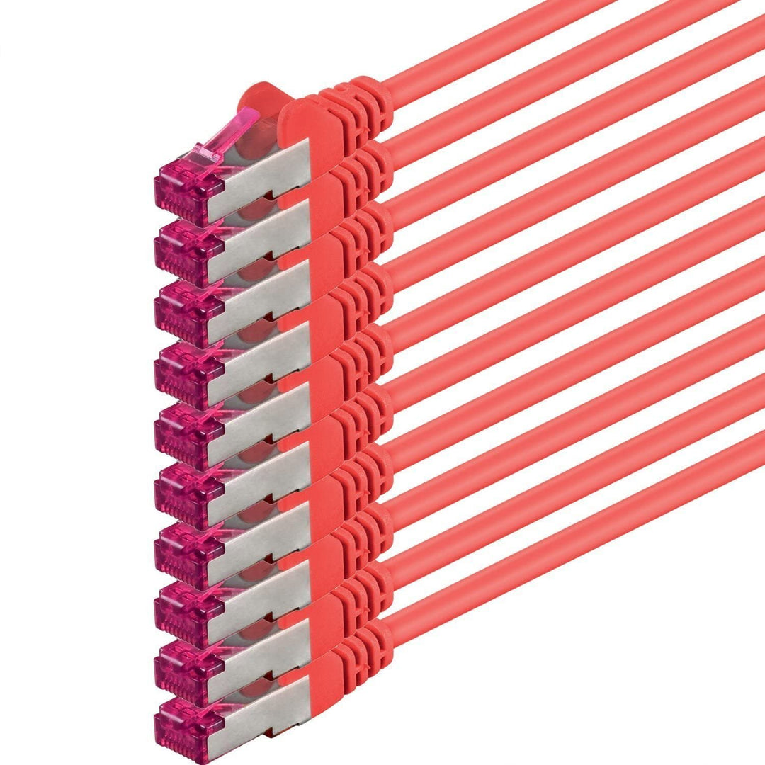 1aTTack.de 2m - rot - 10 Stück - Netzwerkkabel CAT6a (10Gb/s) S-FTP CAT 6a Lankabel - GHMT zertifizi