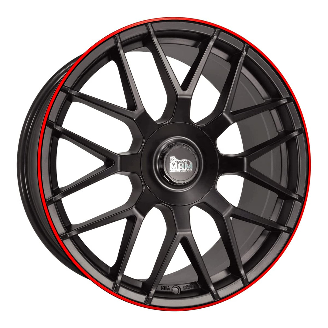 MAM Felgen MAM GT1 19 Zoll Alufelge 9,5J 5/112 ET30 66,6 MATT BLACK LIP RED, 9.5X19