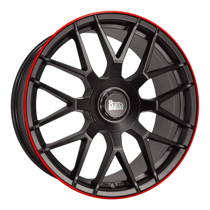 MAM Felgen MAM GT1 19 Zoll Alufelge 9,5J 5/112 ET30 66,6 MATT BLACK LIP RED, 9.5X19