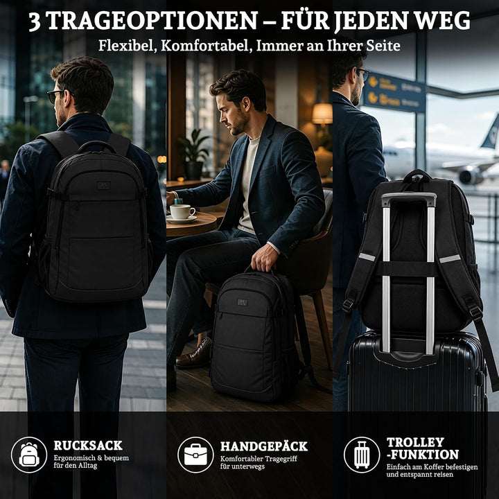 Rucksack Herren, Gross 15-17,3 Zoll Schulrucksack Laptop Rucksack, Business Reiserucksack mit USB La