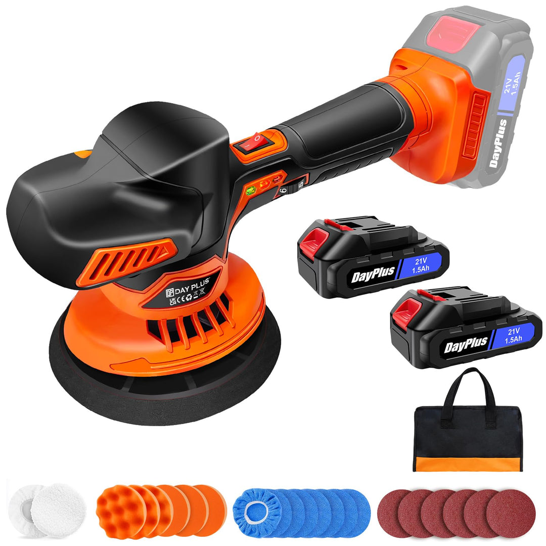 Poliermaschine Akku 21V, Auto Poliermaschine Set 22 pcs, Poliermaschine 12mm, Exzenter Polierer für