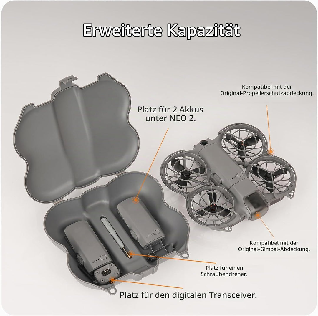 ZJRXM Neo 2 Tasche, Tragbar Hartschalen Schutz Reisetasche für DJI Neo 2 Drohne und Akku-Zubehör, Ko