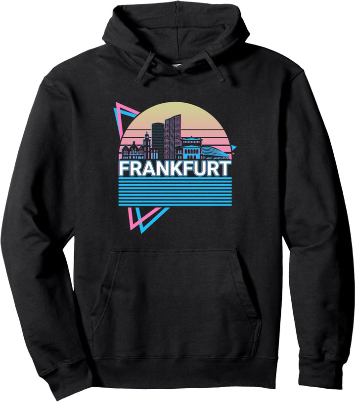 Frankfurt City Skyline Stadtbild Retro Pullover Hoodie