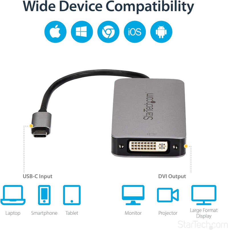 StarTech.com USB-C auf DVI-Adapter - Dual-Link-Konnektivität - USB-Typ-C zu Dual-Link-DVI-Aktivvideo