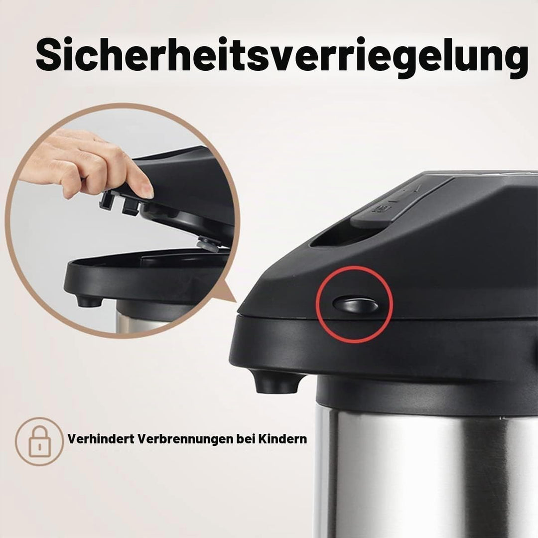 3L Pumpkanne Thermoskanne Isolierflasche mit Pumpe,Pump-Kaffeekanne mit Tragebügel,Pumpkanne aus pol