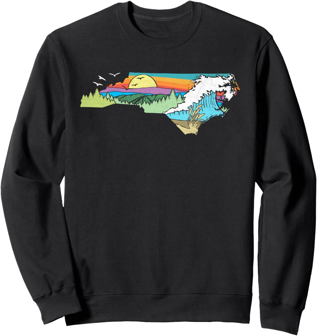 North Carolina Outdoors Retro Nature Lover Graphic Sweatshirt