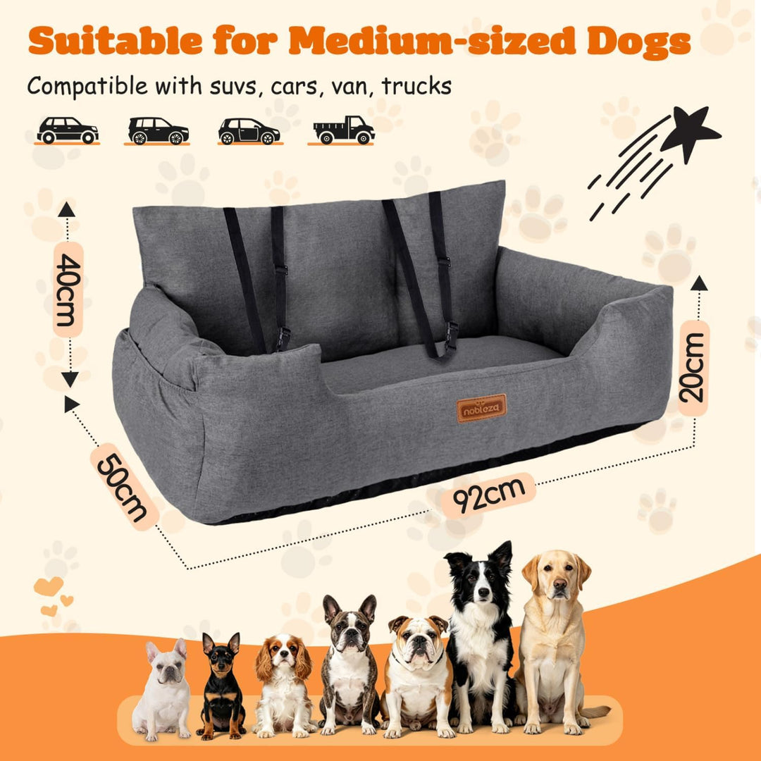 Nobleza - Hunde Autositz für Mittelgrosse und Grosse Hunde, Abnehmbarer und Waschbarer Auto Reise Hu