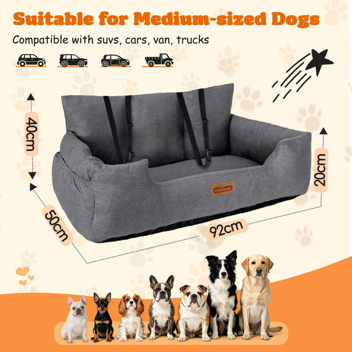 Nobleza - Hunde Autositz für Mittelgrosse und Grosse Hunde, Abnehmbarer und Waschbarer Auto Reise Hu