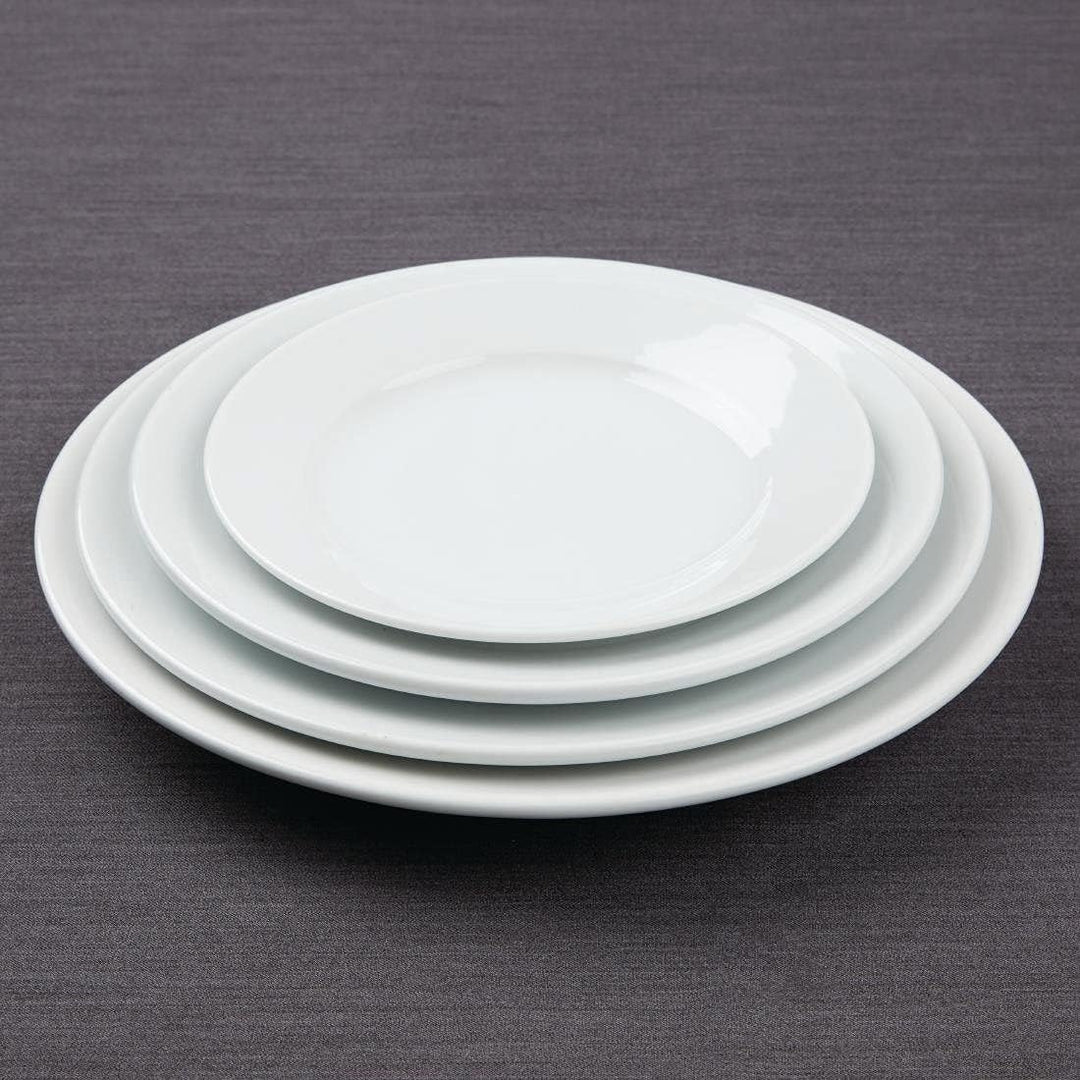 Olympia Athena Speiseteller-Set mit breitem Rand, 25,4 cm (10 Zoll), 12 Stück, weiss, superglasierte