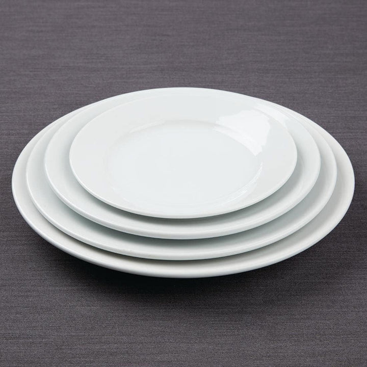 Olympia Athena Speiseteller-Set mit breitem Rand, 25,4 cm (10 Zoll), 12 Stück, weiss, superglasierte