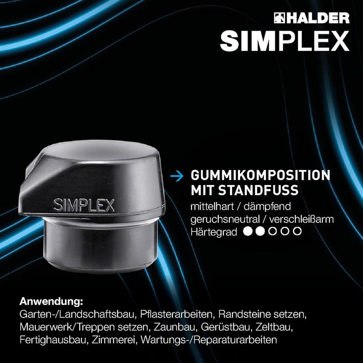 HALDER Aktionsbox Dreamteam Bau, SIMPLEX-Schonhammer D80, Gummikomposition mit Standfuss/Superplasti