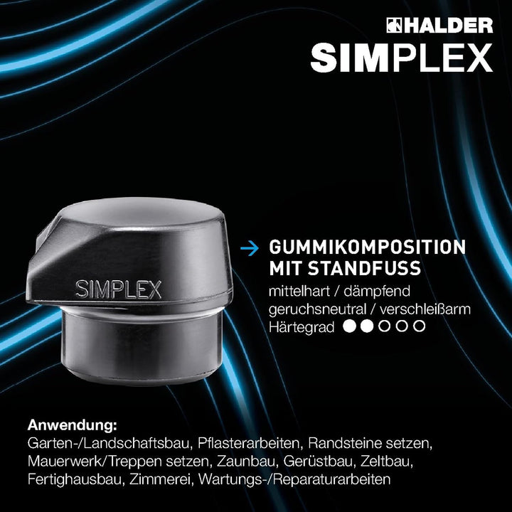 HALDER Aktionsbox Dreamteam Bau, SIMPLEX-Schonhammer D80, Gummikomposition mit Standfuss/Superplasti