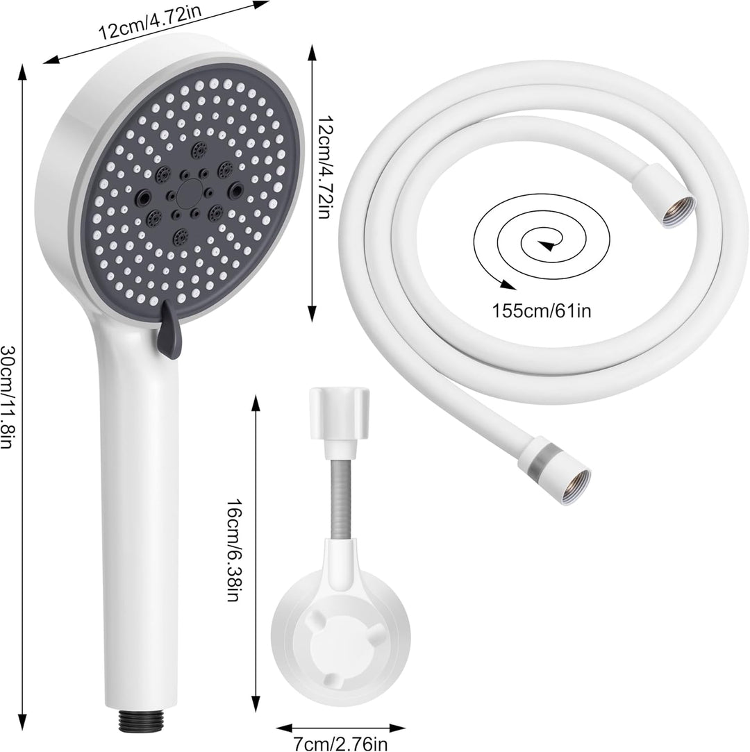 Lonian 5 Sprühmodi Hochdruck-Handbrausekopf-Set, hoher Durchfluss Handbrause mit 1,5 m Schlauch, ver