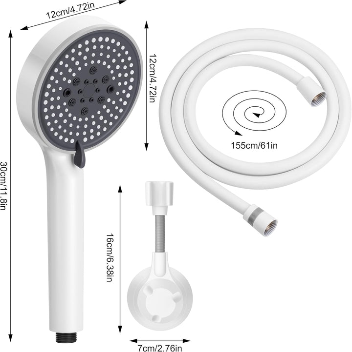 Lonian 5 Sprühmodi Hochdruck-Handbrausekopf-Set, hoher Durchfluss Handbrause mit 1,5 m Schlauch, ver