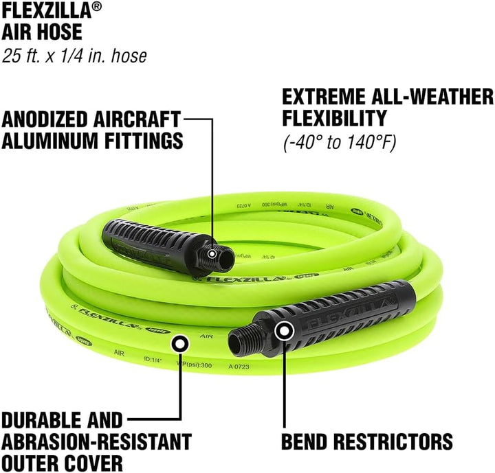Flexzilla HFZ1425YW2 air-Tool-Hoses 1/4" (inches) x 25' (feet) Flexzilla, 1/4" (inches) x 25' (feet)