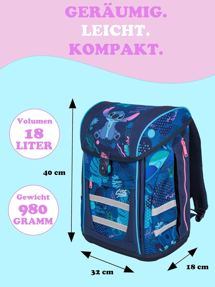 Familando McNeill Mädchen Schulranzen 1. Klasse · Disney Lilo & Stitch · ergonomischer Tornister · S