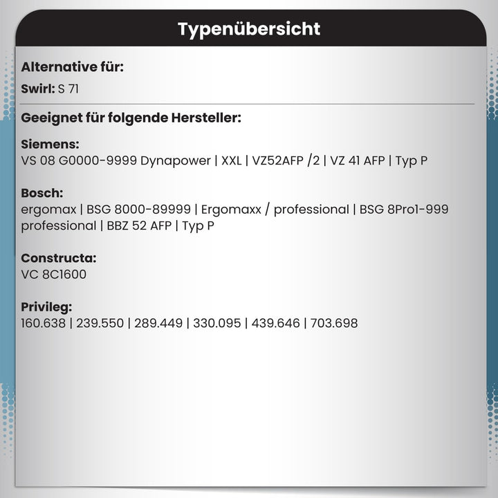 McFilter I 10 Staubsaugerbeutel geeignet für Siemens Dynapower XXL, Dynapower XXL Parquet Spec, VS 0