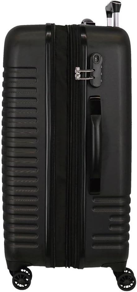 Roll Road India Koffer-Set, schwarz, 55/70 cm, starr, ABS-Kombinationsverschluss, seitlich, 112 l, 6