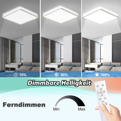 Wholede LED Deckenleuchte Flach Dimmbar, 24W 3240LM LED Lampe mit Fernbedienung, 3000K-6500K Ultra D