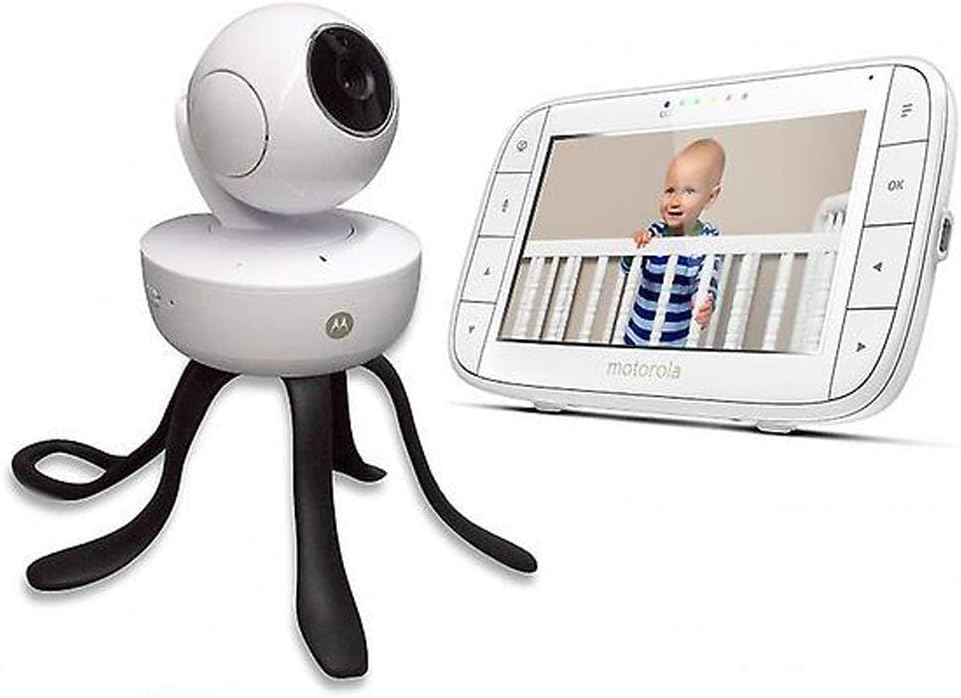 Motorola MBP 55 Video-Babyphone mit Schwenk,Neige-und Zoomfunktion,5,0 Zoll Farbdisplay, Nachtsicht,