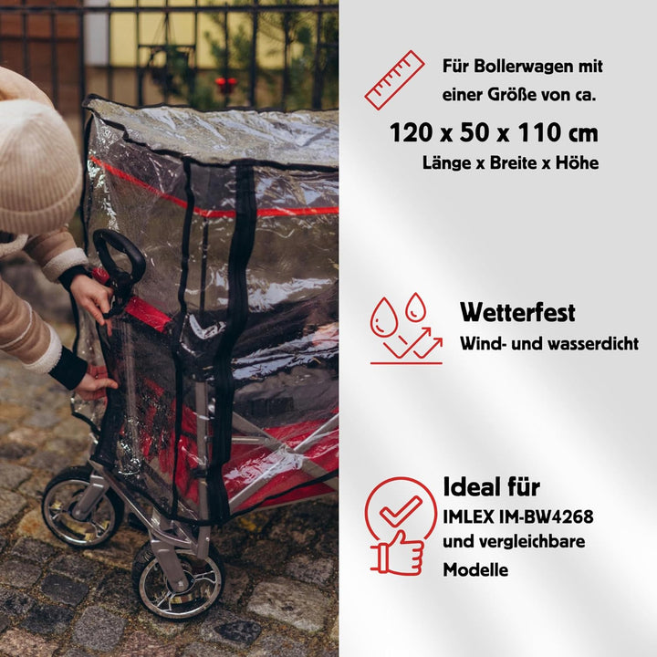 IMLEX Bollerwagen Universal Zubehör Ideal für IM-4268 Bollerwagen (Regenschutz), Regenschutz