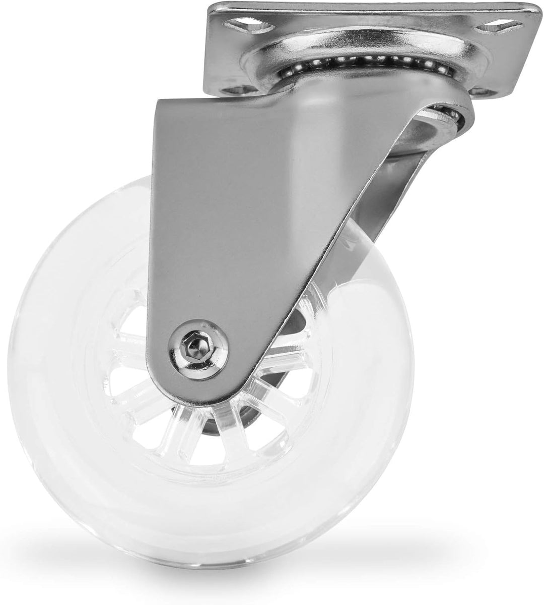SOTECH 4 Stück Lenkrollen SWIFT Rollen-Ø 75 mm transparent, Transportrollen belastbar bis 140 kg (35