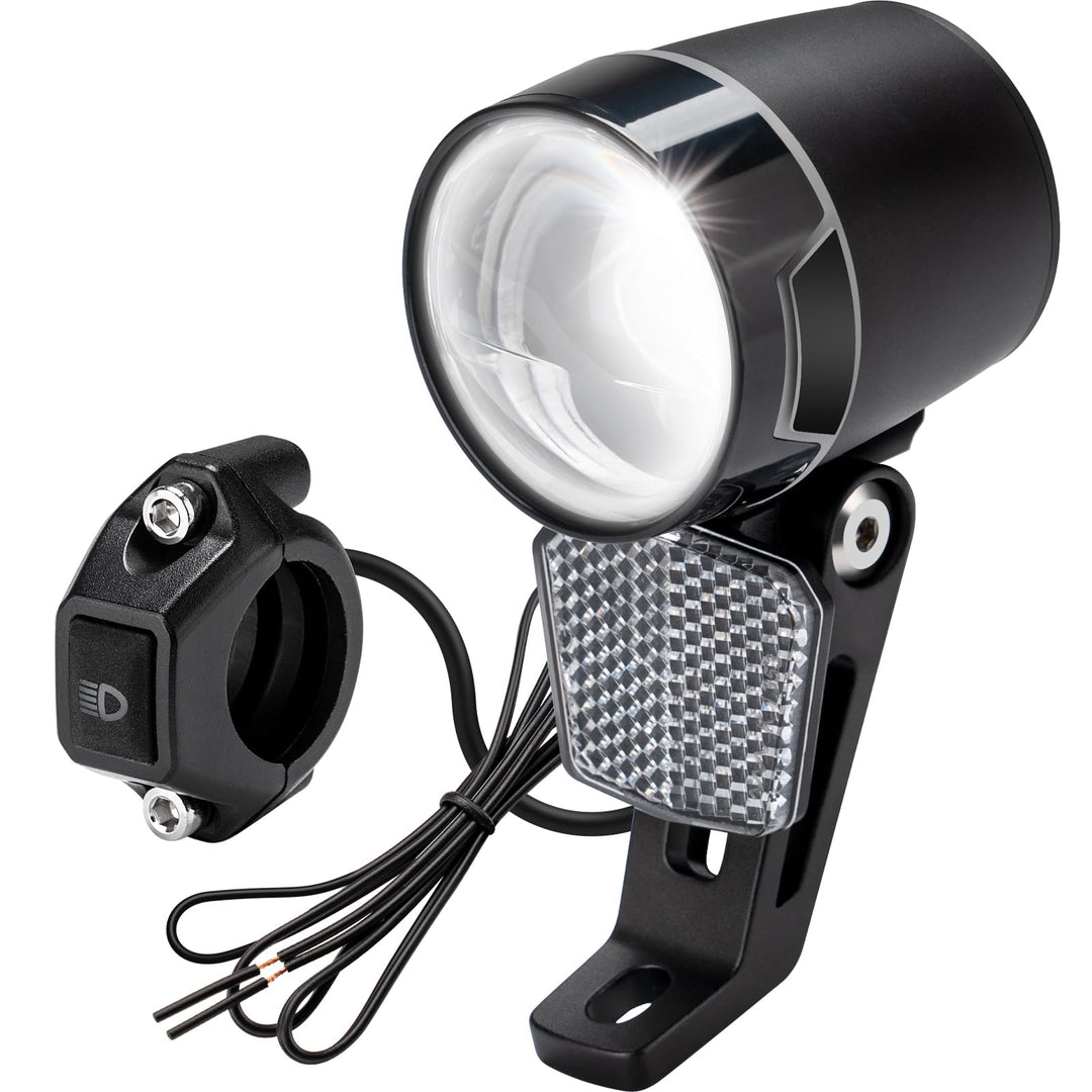 E-Bike Dynamo LED Fahrradlicht 30-100 LUX mit StVZO Zulassung - Fahrradlampe Frontlicht & Scheinwerf