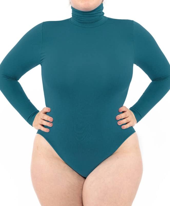 LEELA LAB Langarm Bodysuit mit Rollkragen Damen Grösse Grössen, Verstellbarem Verschluss, Nahtloser