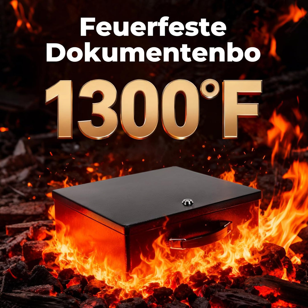Feuerfeste Dokumentenbox, tresor feuerfest mit Schlüsselschloss und Griff, feuerfeste geldkassette f